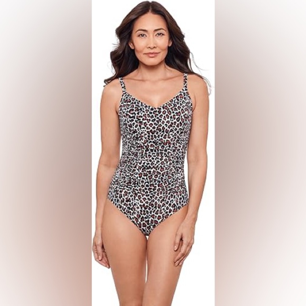 NWOT Aqua Green Leopard Print One Piece Swimsuit, Size Medium
